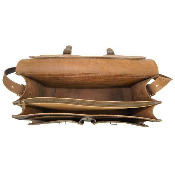 2-Fächer Schultasche 42 cm groß Leder braun 2-Fächer Schultasche 42 cm groß Leder braun