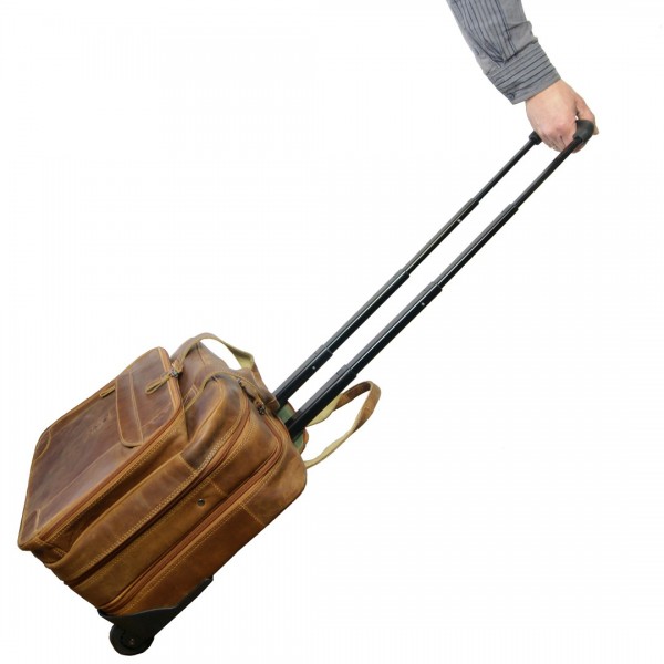 Pilotenkoffer Leder braun zum Ziehen 690 Pilotenkoffer Leder braun zum Ziehen 690