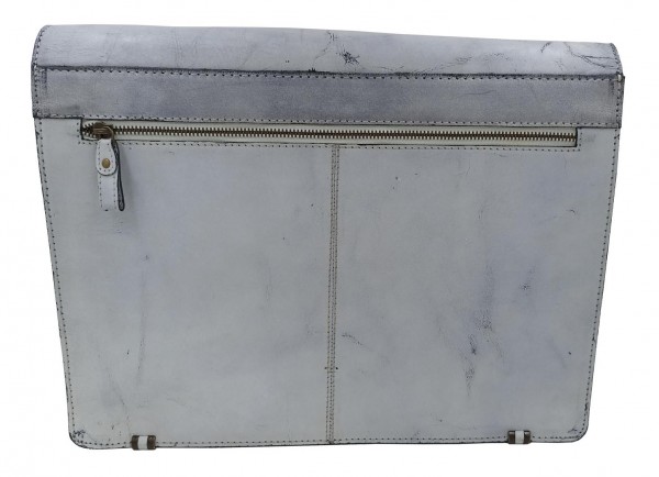 Collegemappe SPARTAKUS aus altweißem Leder - Einzelstück / Unikat Collegemappe SPARTAKUS aus altweißem Leder - Einzelstück / Unikat