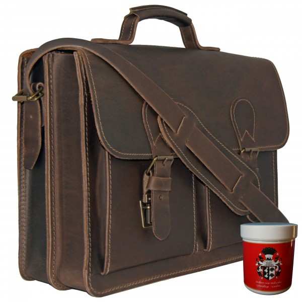 2-Fächer Schultasche 40 cm aus Leder 2-Fächer Schultasche 40 cm aus Leder