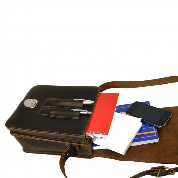 Herren Schultertasche SCOTT aus braunem Leder Herren Schultertasche SCOTT aus braunem Leder