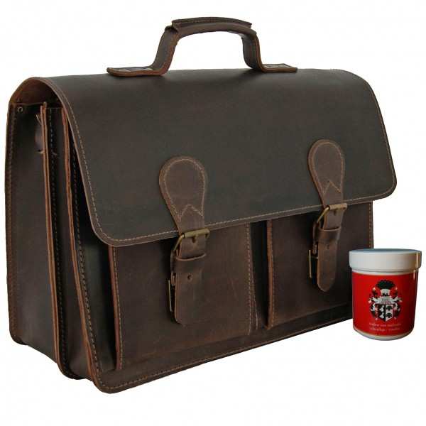 2-Fächer Schultasche 42 cm groß Leder braun 2-Fächer Schultasche 42 cm groß Leder braun