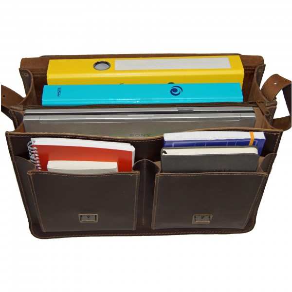 2-Fächer Schultasche 42 cm groß Leder braun 2-Fächer Schultasche 42 cm groß Leder braun