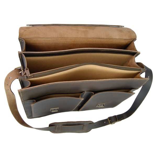 Akten Umhängetasche aus braunem Leder Akten Umhängetasche aus braunem Leder