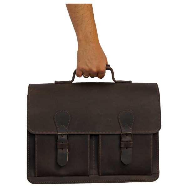 2-Fächer Schultasche 42 cm groß Leder braun 2-Fächer Schultasche 42 cm groß Leder braun