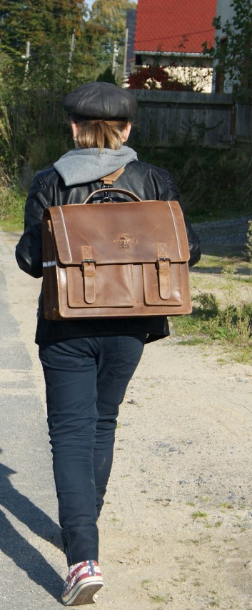 Schulranzen Aktentasche aus braunem Leder Schulranzen Aktentasche Leder braun