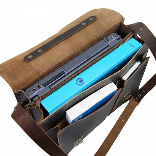 Laptoptasche aus braunem BIO-Leder Laptoptasche aus braunem BIO-Leder