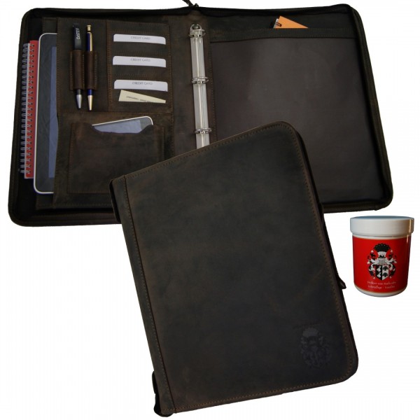 Ringbuchmappe aus braunem Leder 841 Ringbuchmappe aus braunem Leder 841