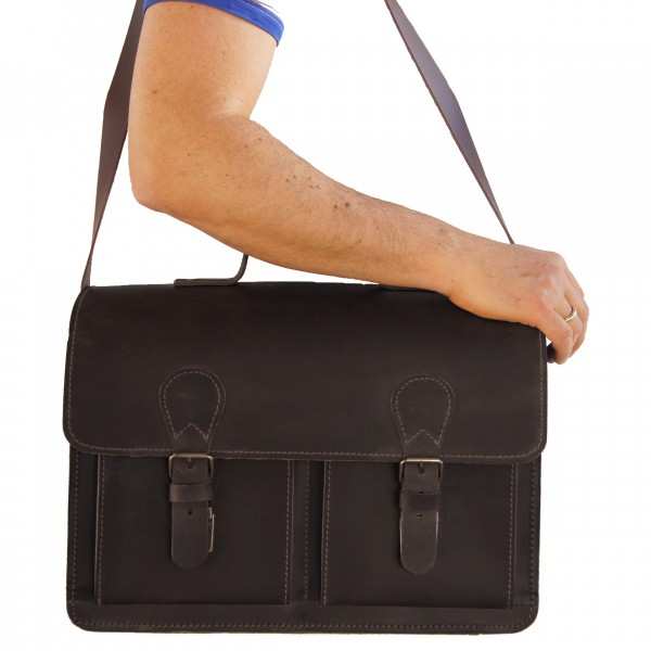 3-Fächer Schultasche 42 cm groß Leder braun 3-Fächer Schultasche 42 cm groß Leder braun